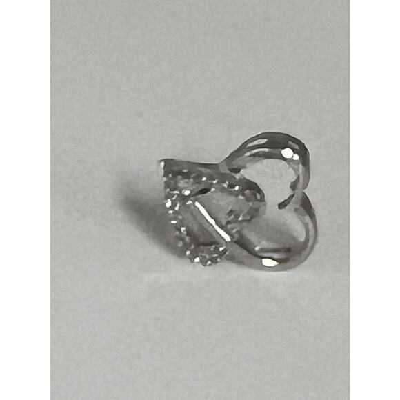 Beautiful 10k White Gold Diamond Open Heart Pendant - Picture 14 of 16